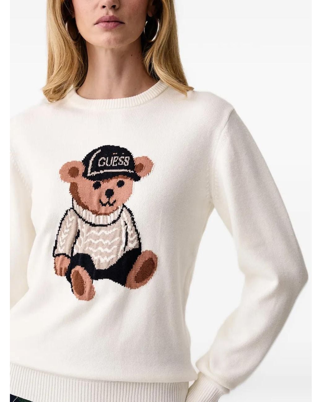 Guess White Teddy Bear Sweater
