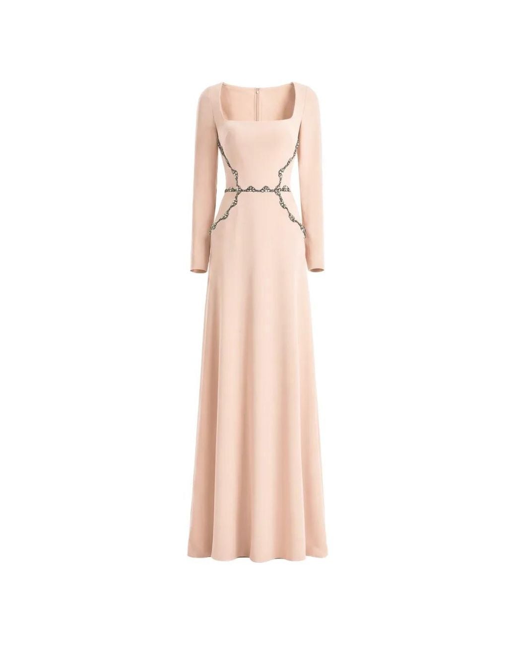 Gemy Maalouf Pink Beaded-Waist Square-Neck Dress
