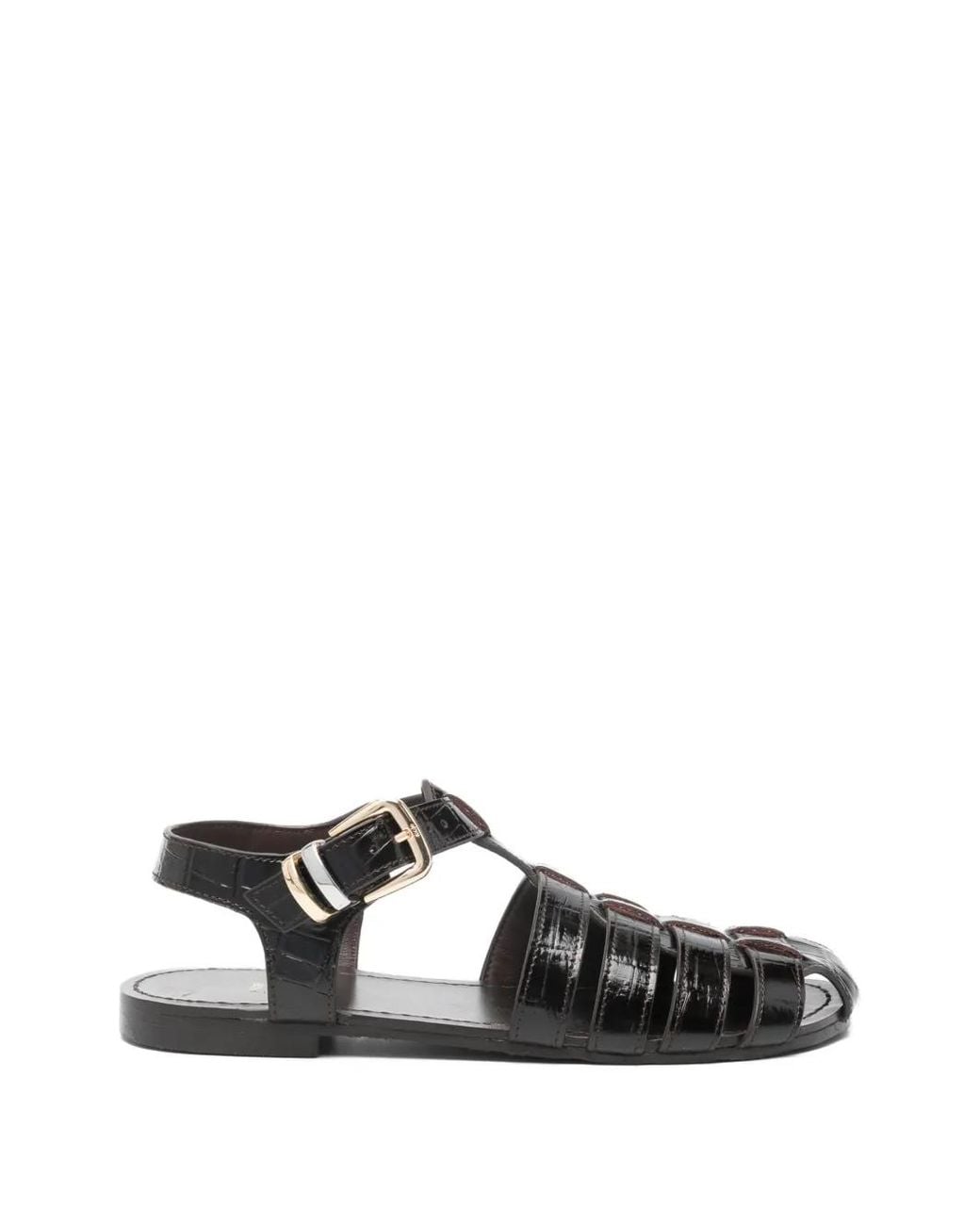 Maje Black Multi-Strap Leather Sandals