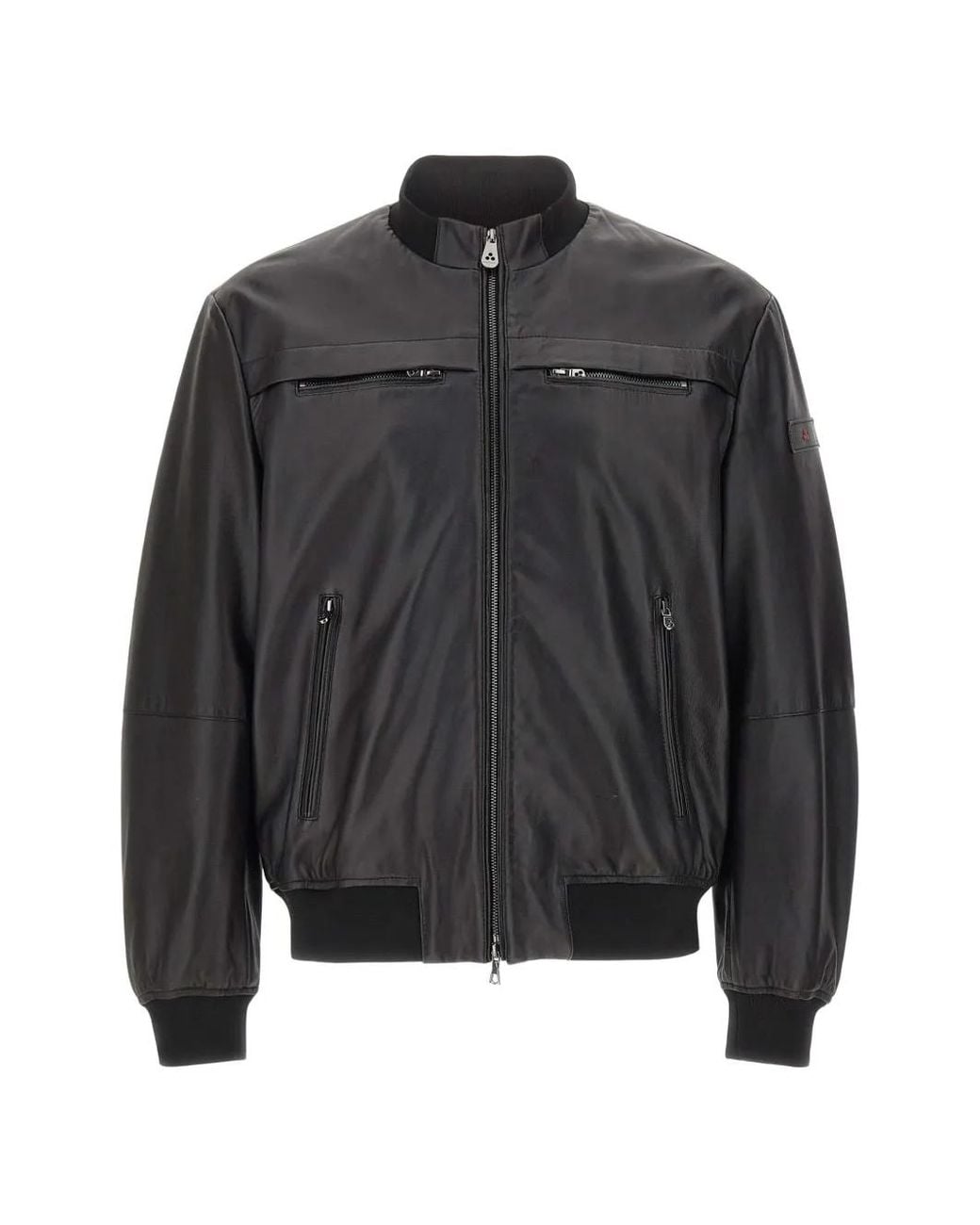 Peuterey Black Nappa-Leather Biker Jacket for men