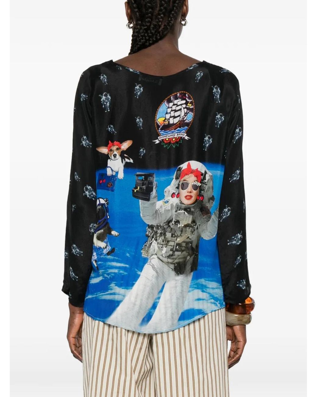 The Artistylist Black Graphic-Print Blouse