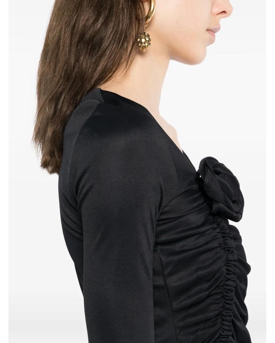 Farm Rio Black Flower Long Sleeves Blouse