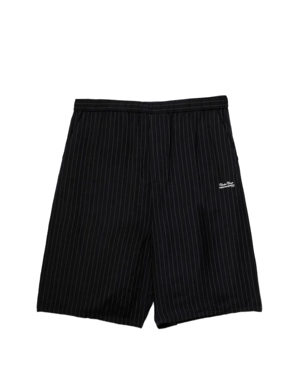 Undercover Black Pinstripe Logo Shorts for men
