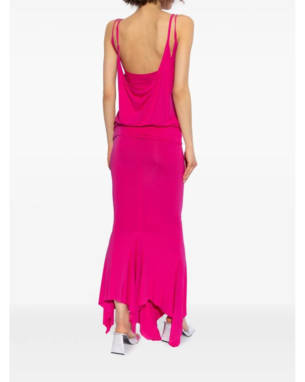 The Attico Pink Layered Mermaid-Silhouette Maxi Dress