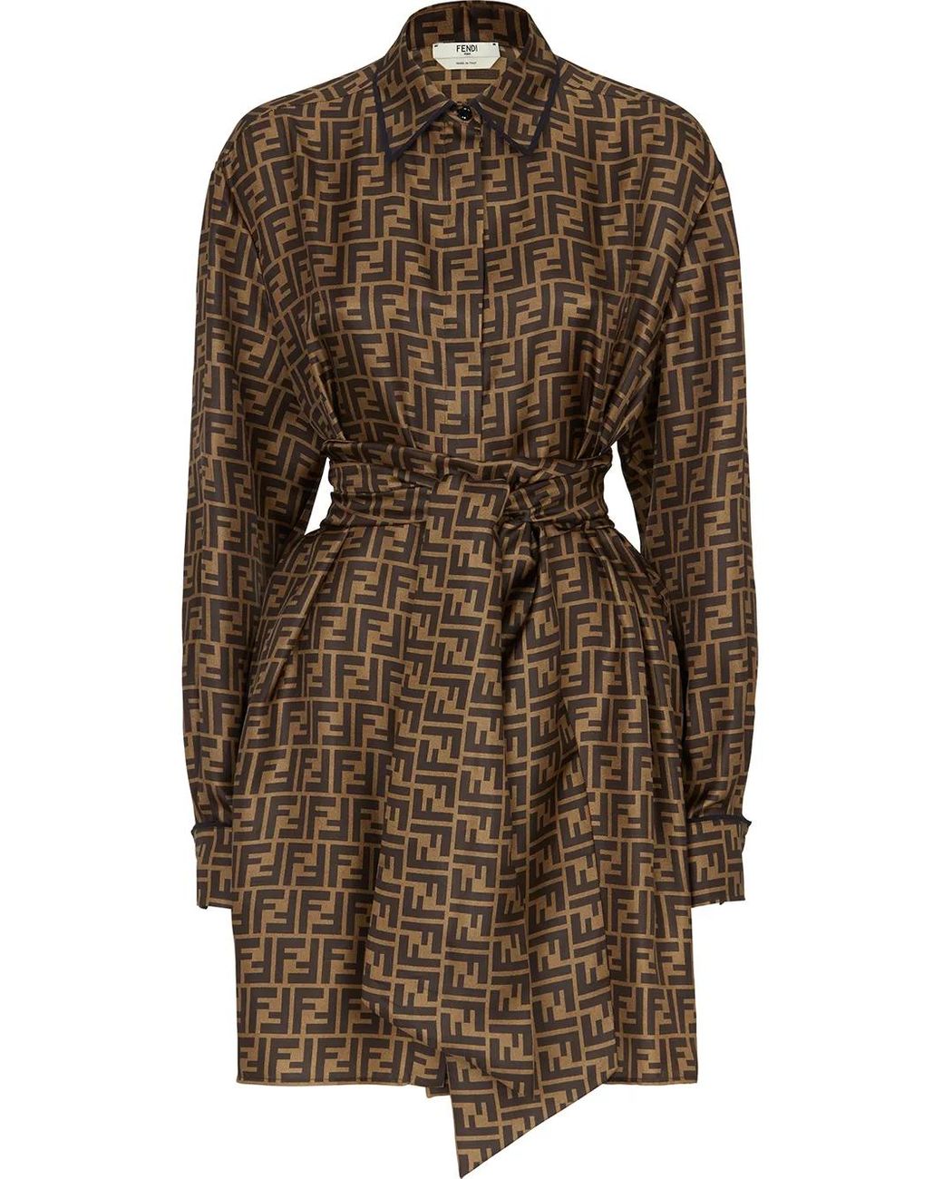 Abito Chemisier Ff Pattern di Fendi in Brown