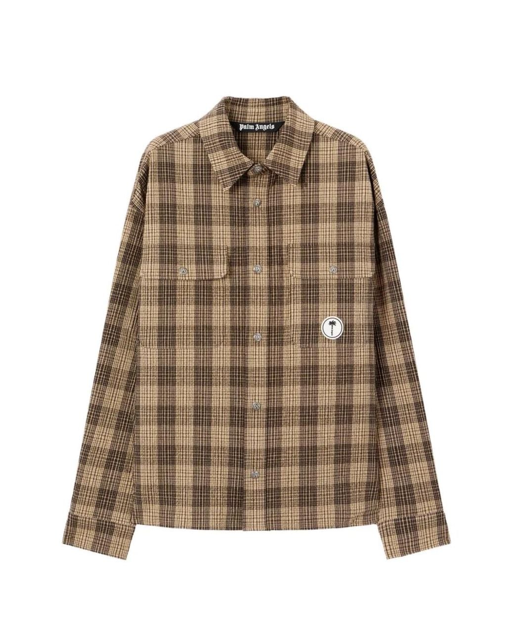 Palm Angels Natural Tree Logo Check Loose Overshirt for men
