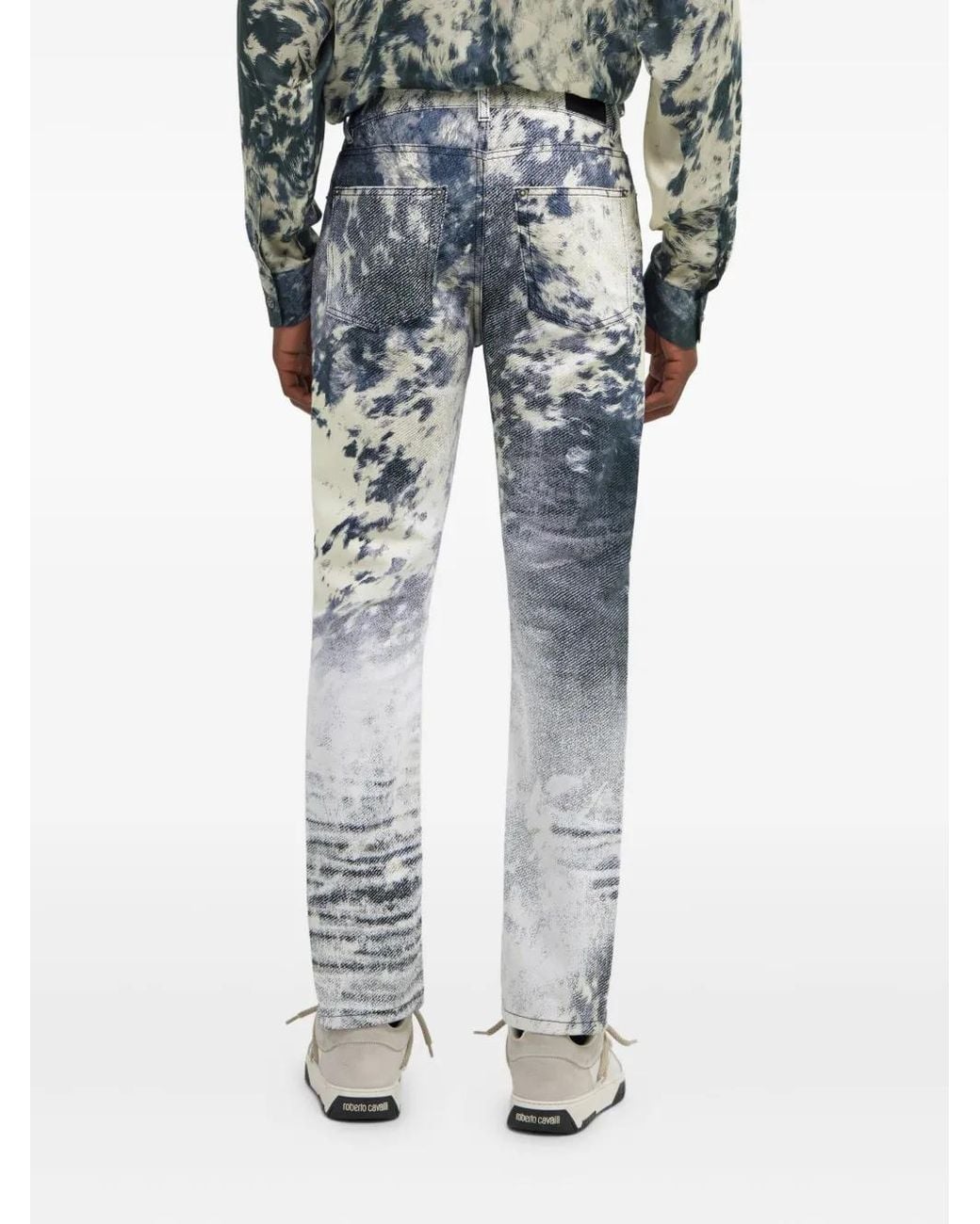 Roberto Cavalli Gray Appaloosa-Print Jeans for men