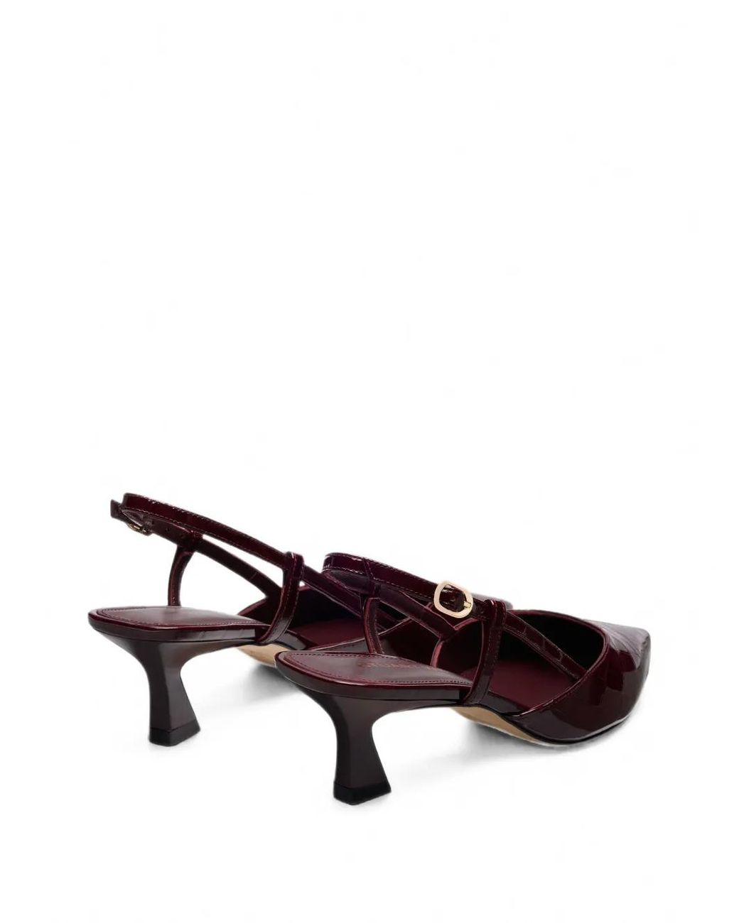 Stuart Weitzman Red Vinnie Crocodile-Effect Slingback Pumps