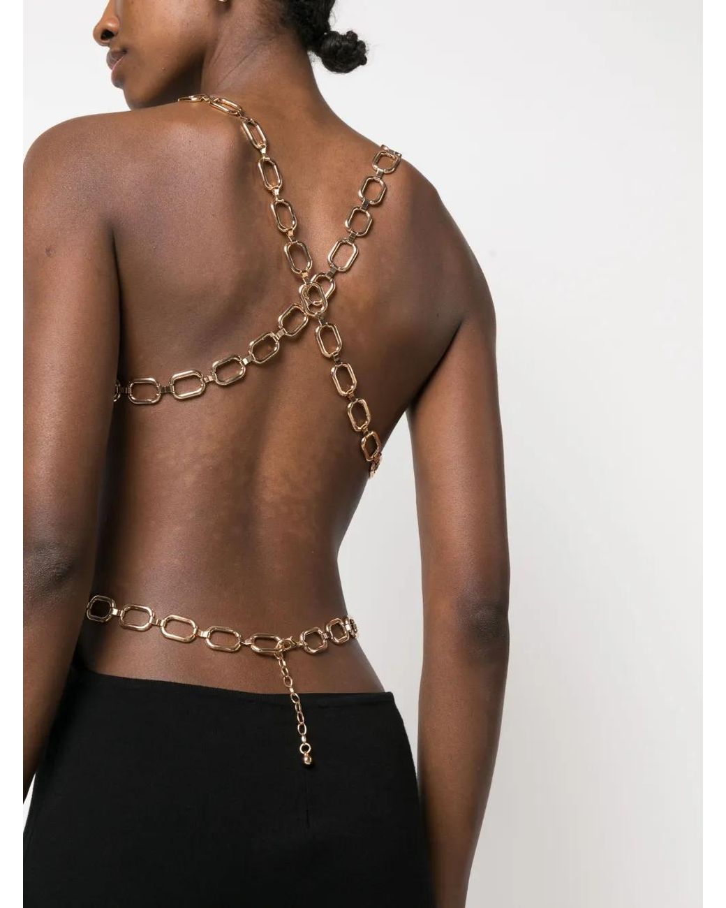 Nissa Black Chain-Link Open-Back Mini Dress