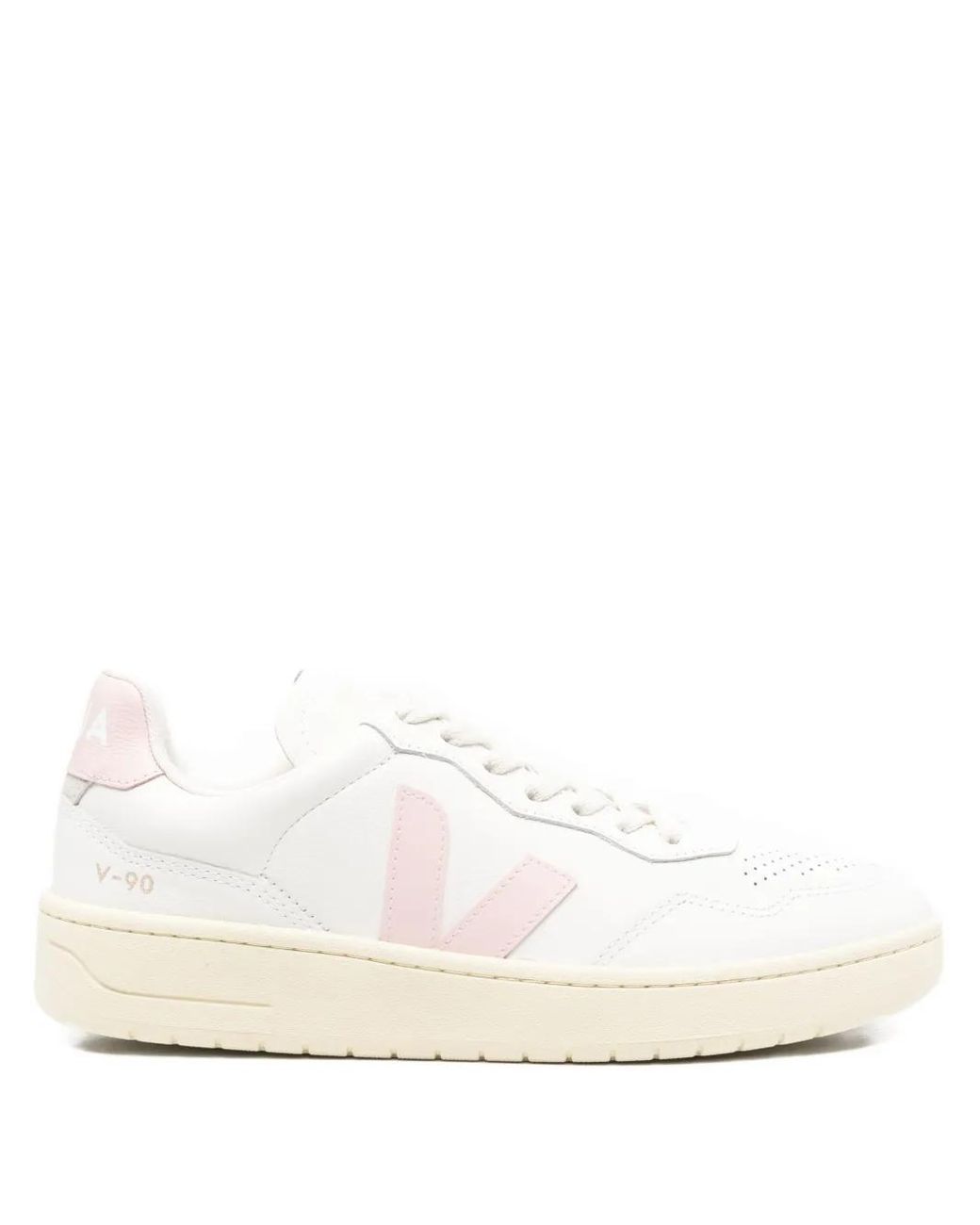 Baskets V-90 En Cuir Et Rose Veja en coloris White