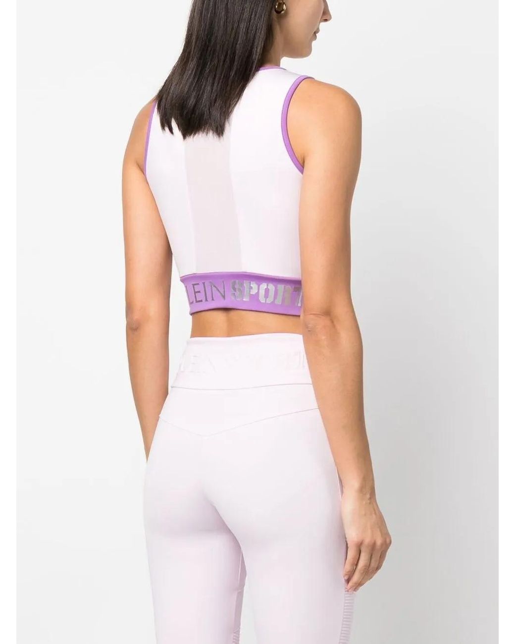 Philipp Plein Pink Logo Waistband Cotton Crop Top
