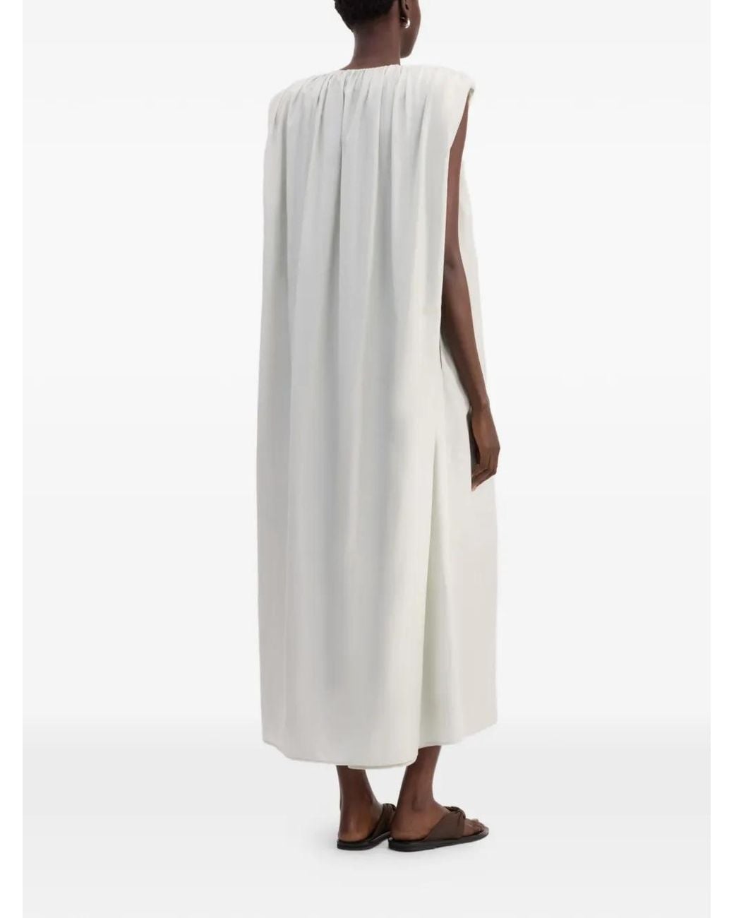 Loulou de Saison White Button-Fastening Midi Dress