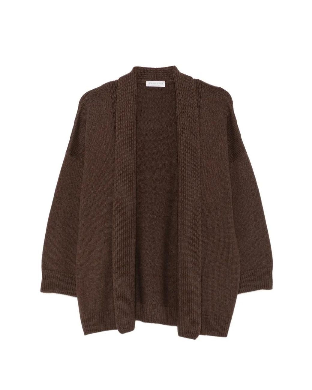 Le Tricot Perugia Brown Open-Front Cardigan