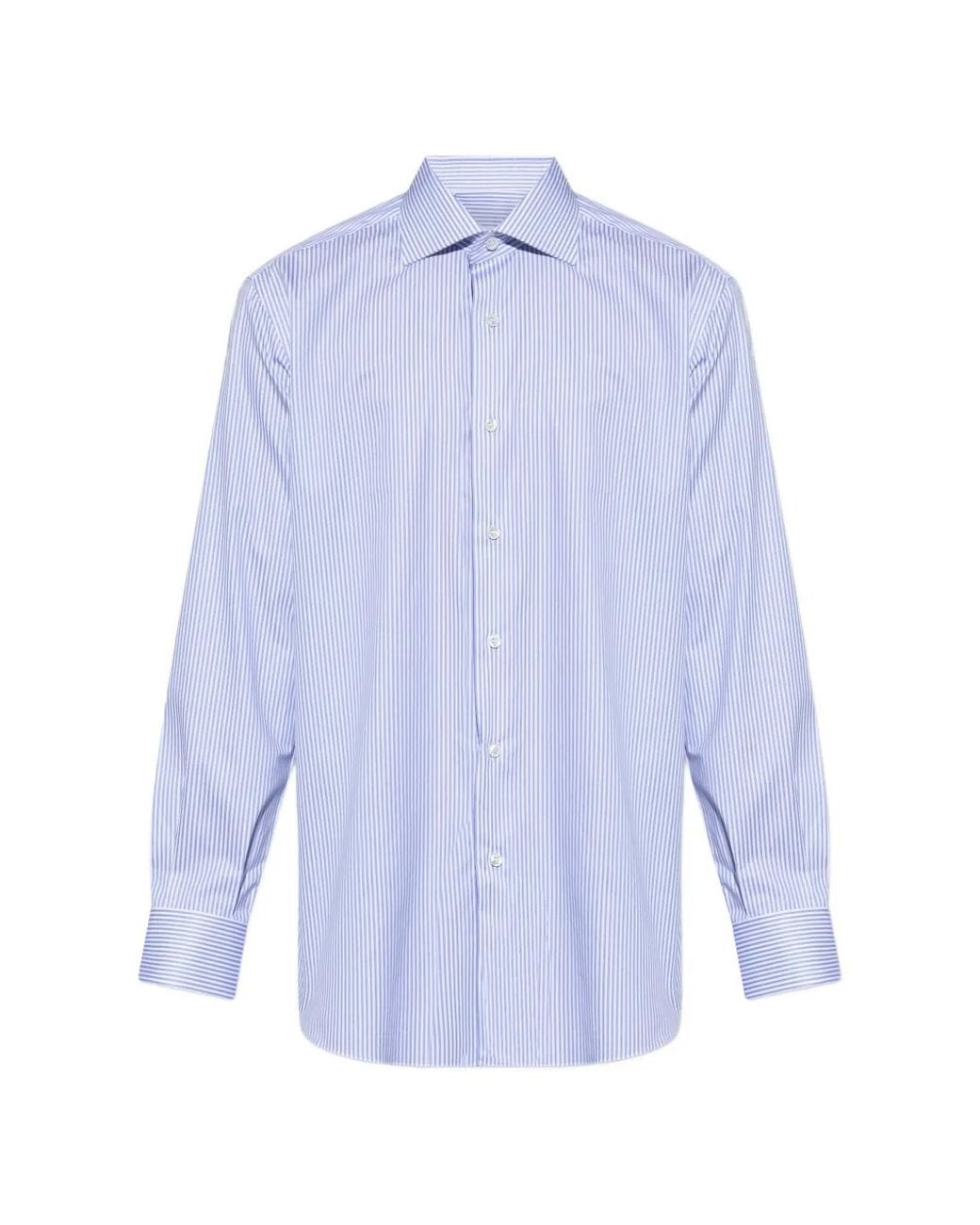 Brioni Blue Striped-Pattern Shirt for men