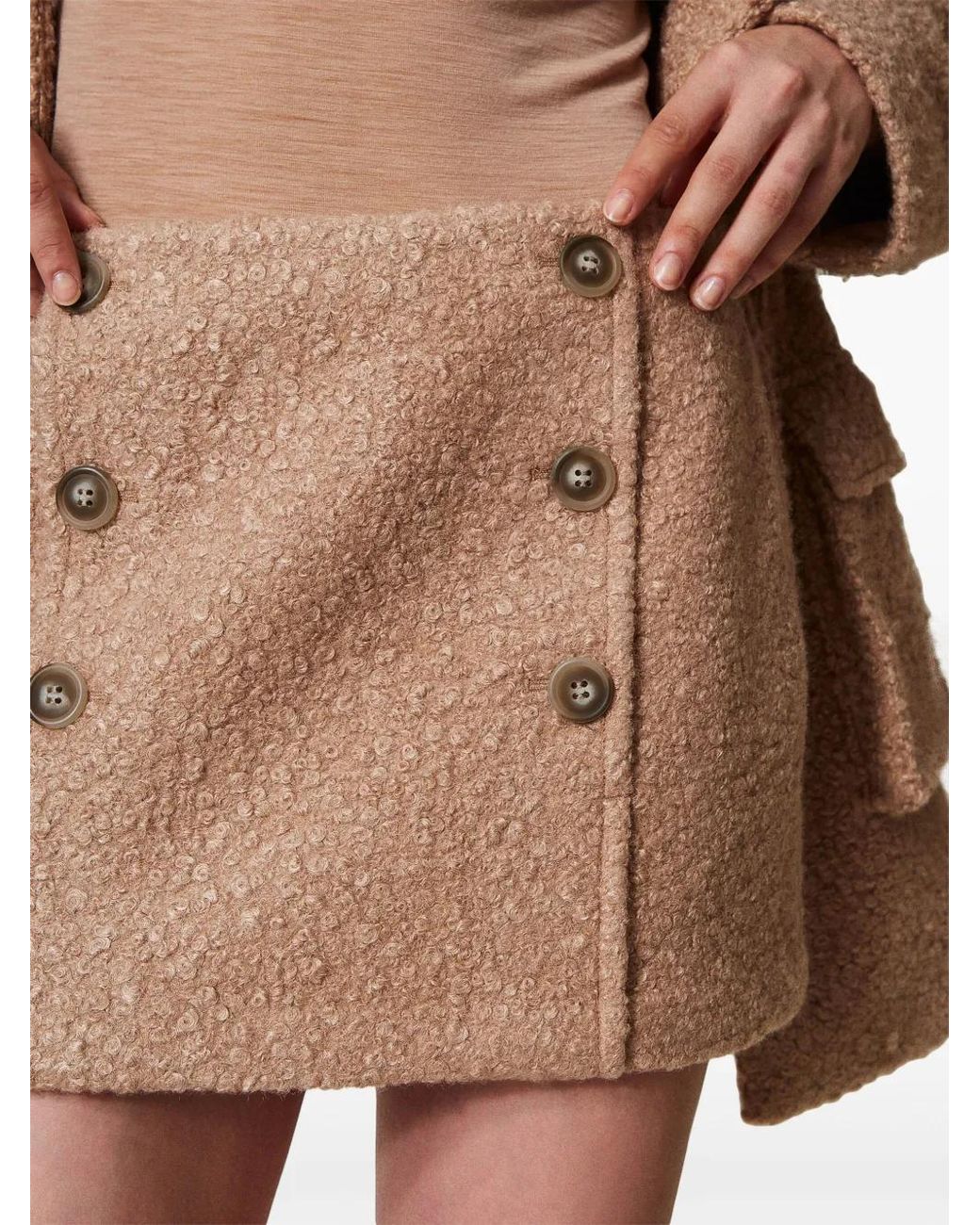 Twinset Natural Textured-Finish Mini Skirt