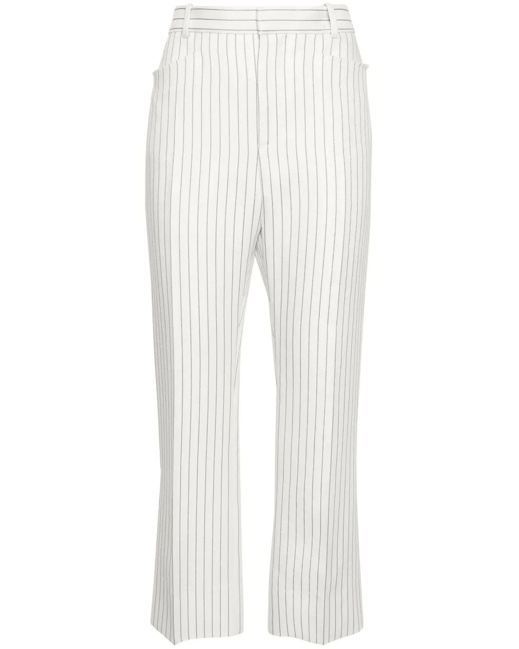 Tom Ford White Pantaloni A Righe Wallis