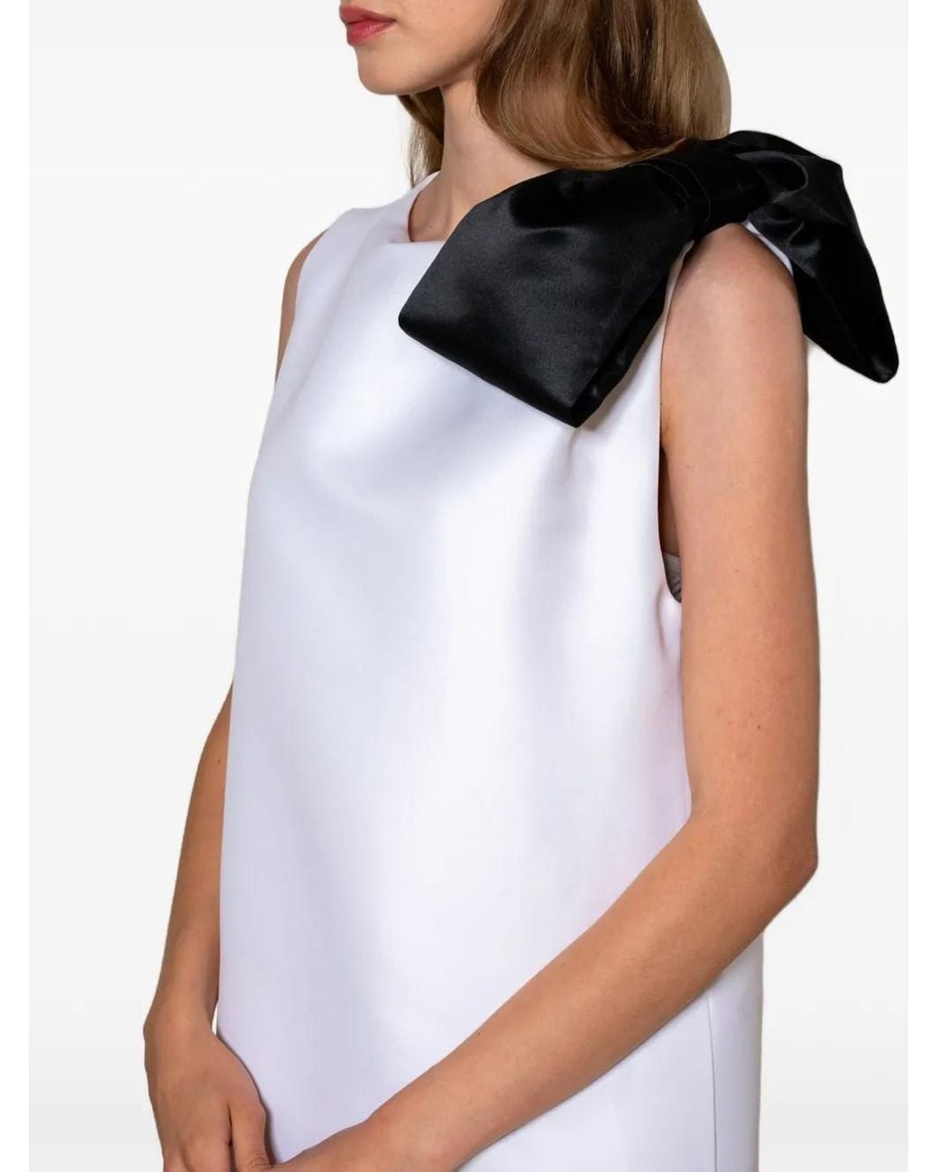 Styland White Bow-Detail Sleeveless Mini Dress