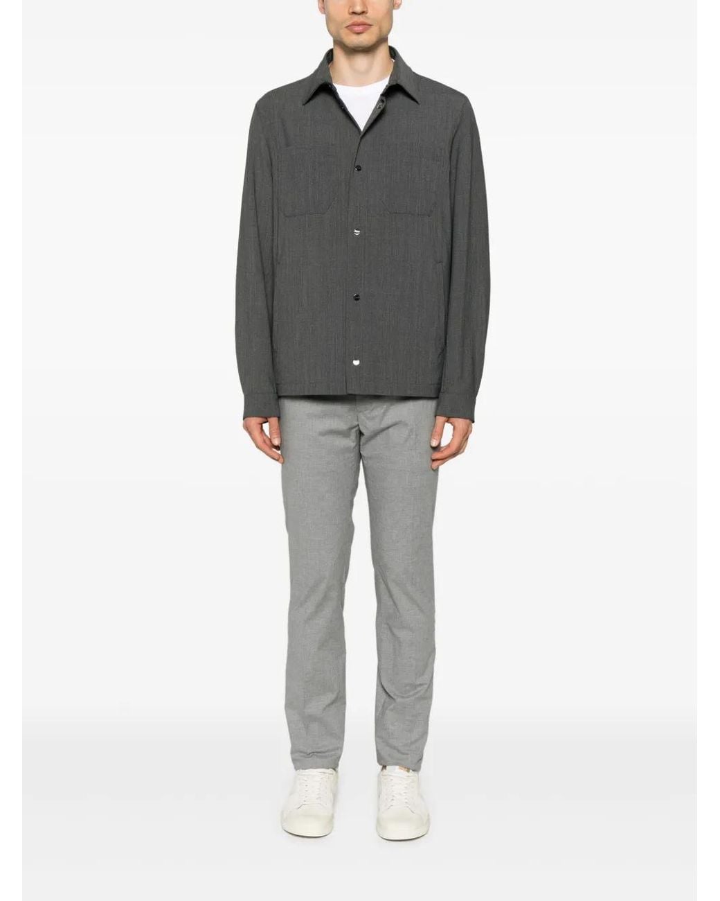 Herno Gray Interlock-Weave Shirt Jacket for men