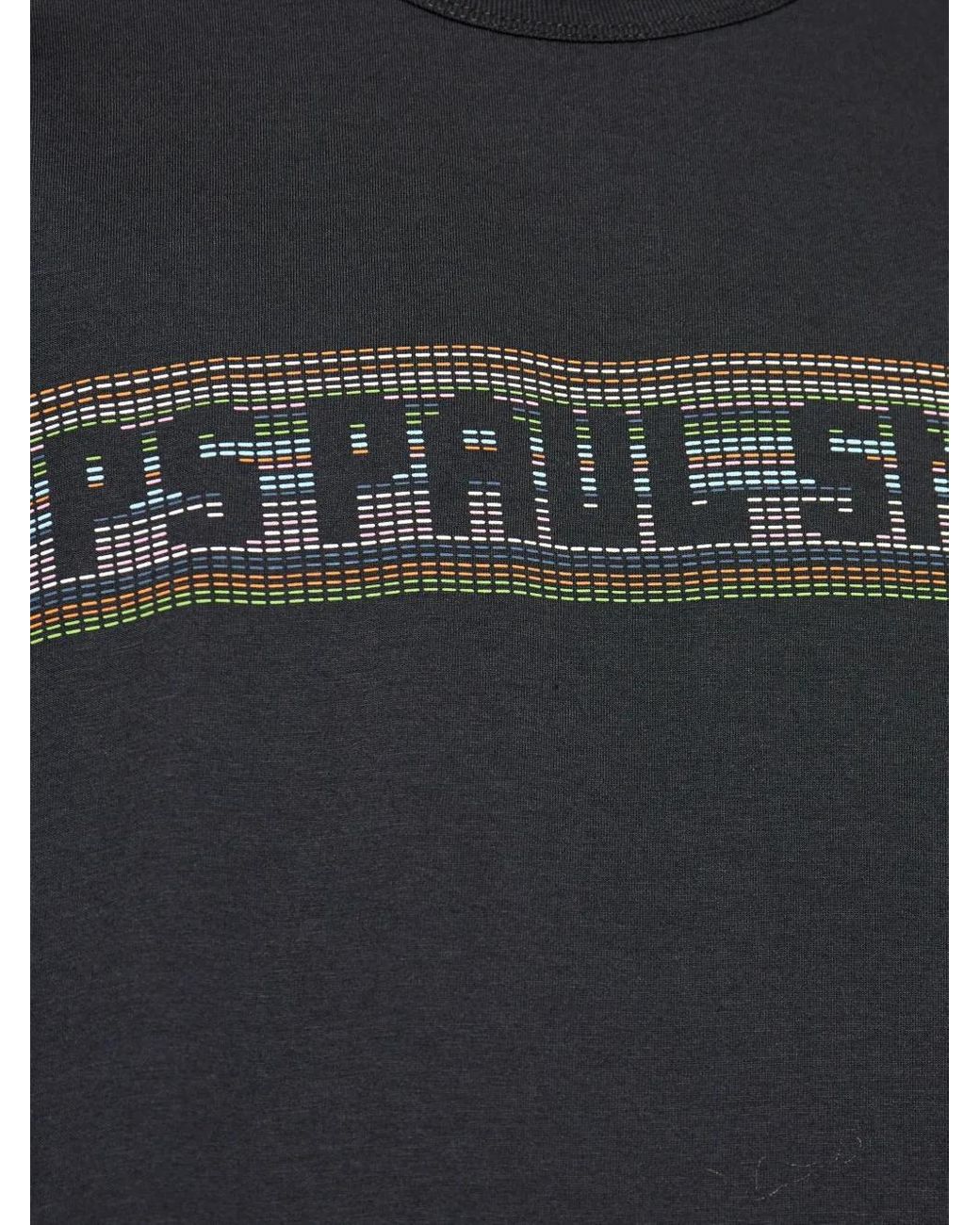 Paul Smith Black Stitch Stripe Logo' Print T-Shirt for men