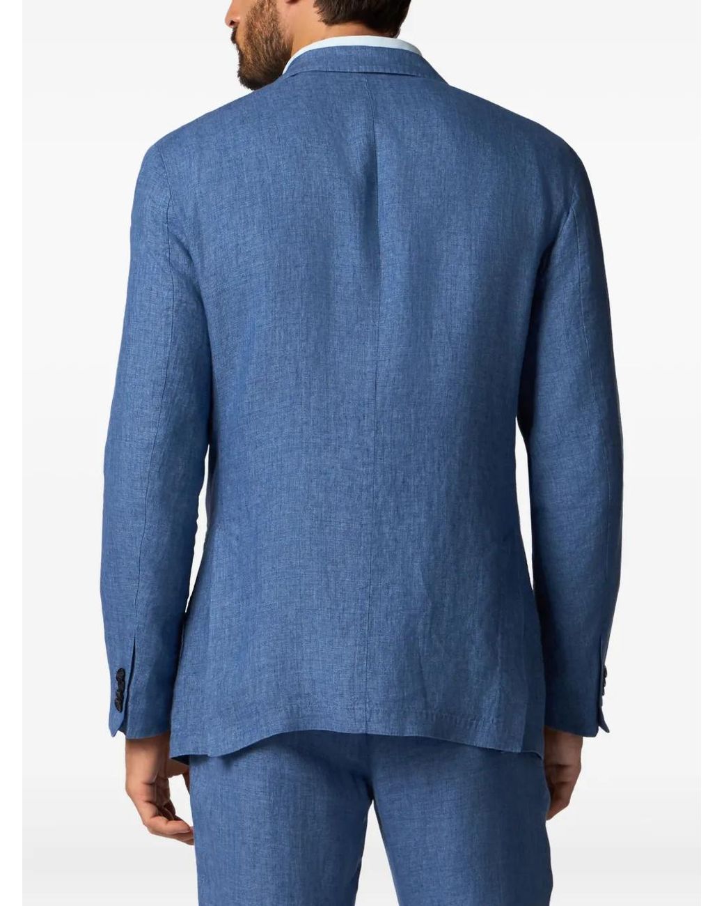 Brooks Brothers Blue Single-Breasted Linen Blazer for men