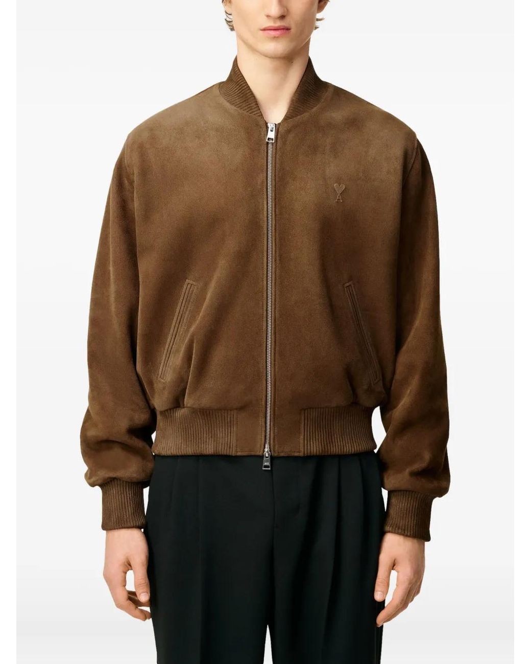 AMI Brown Ami Goat Suede Jacket for men