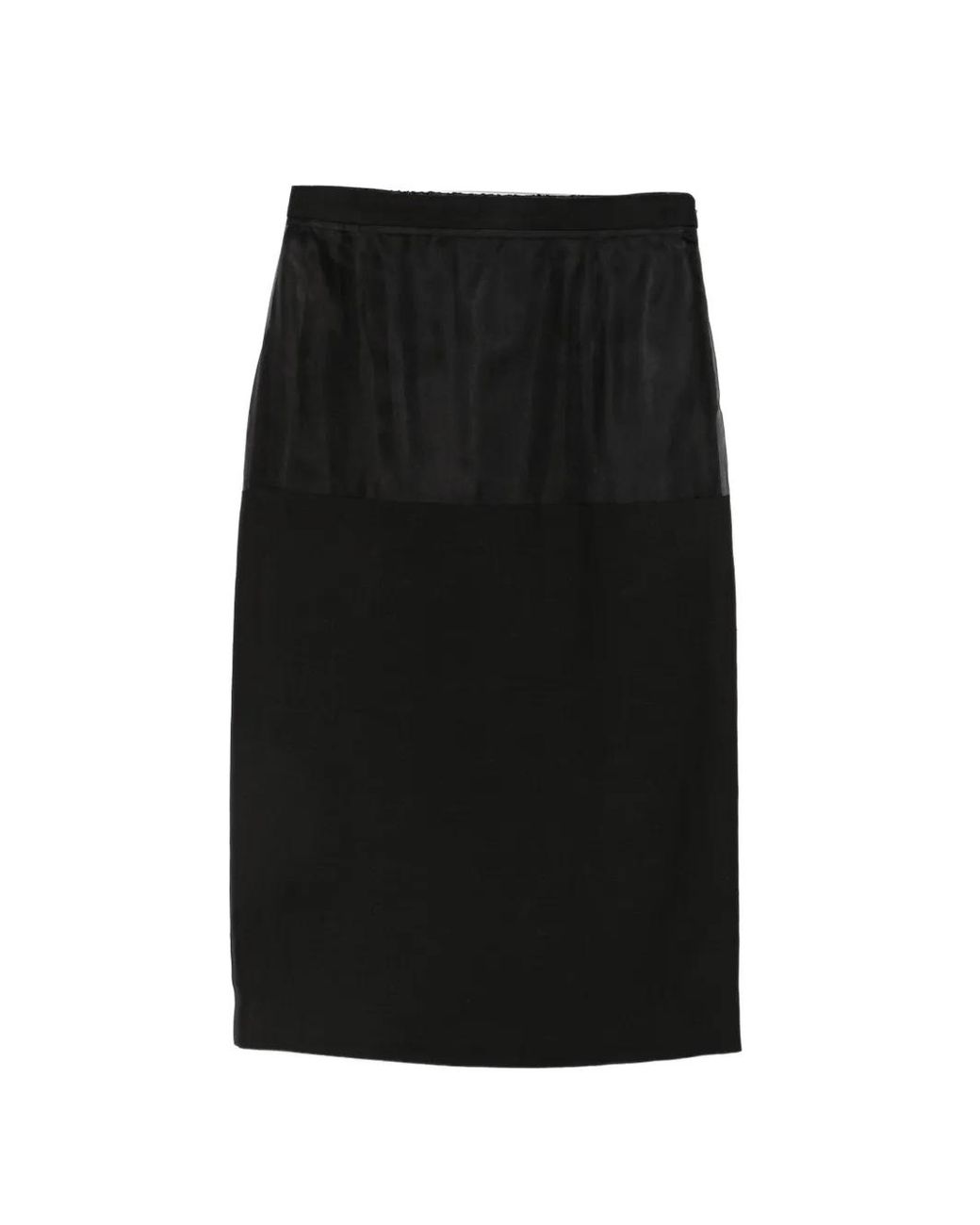 frenken Black Sheer-Panel Pencil Midi Skirt