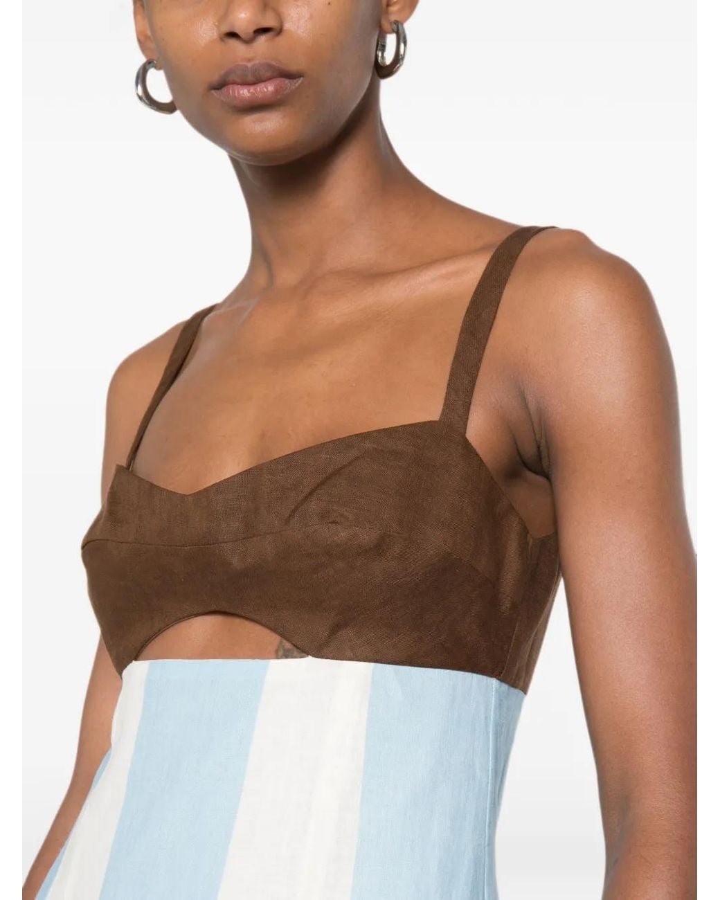 Cala De La Cruz Metallic Nara Striped Midi Dress