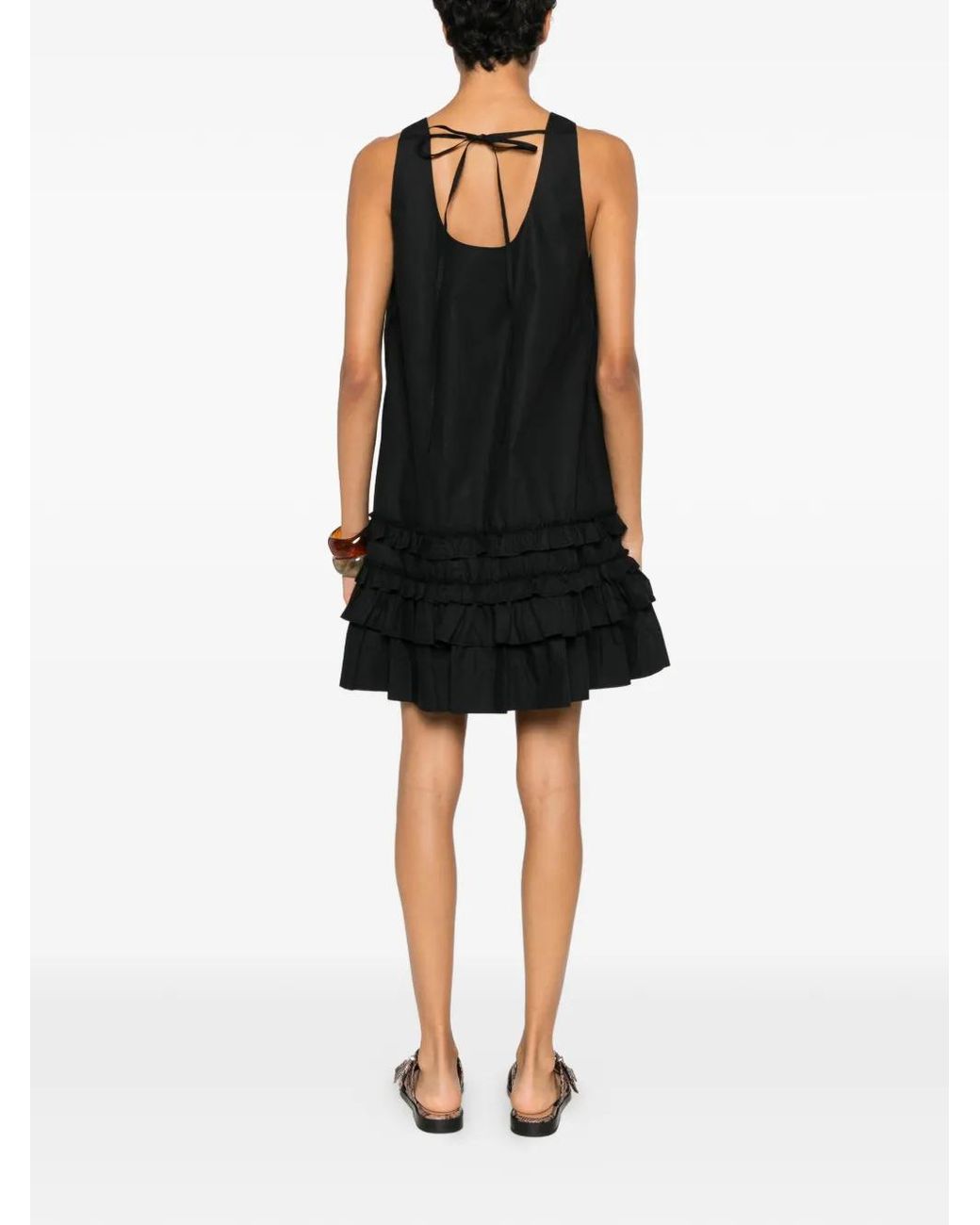 Ganni Black Organic Cotton Mini Dress