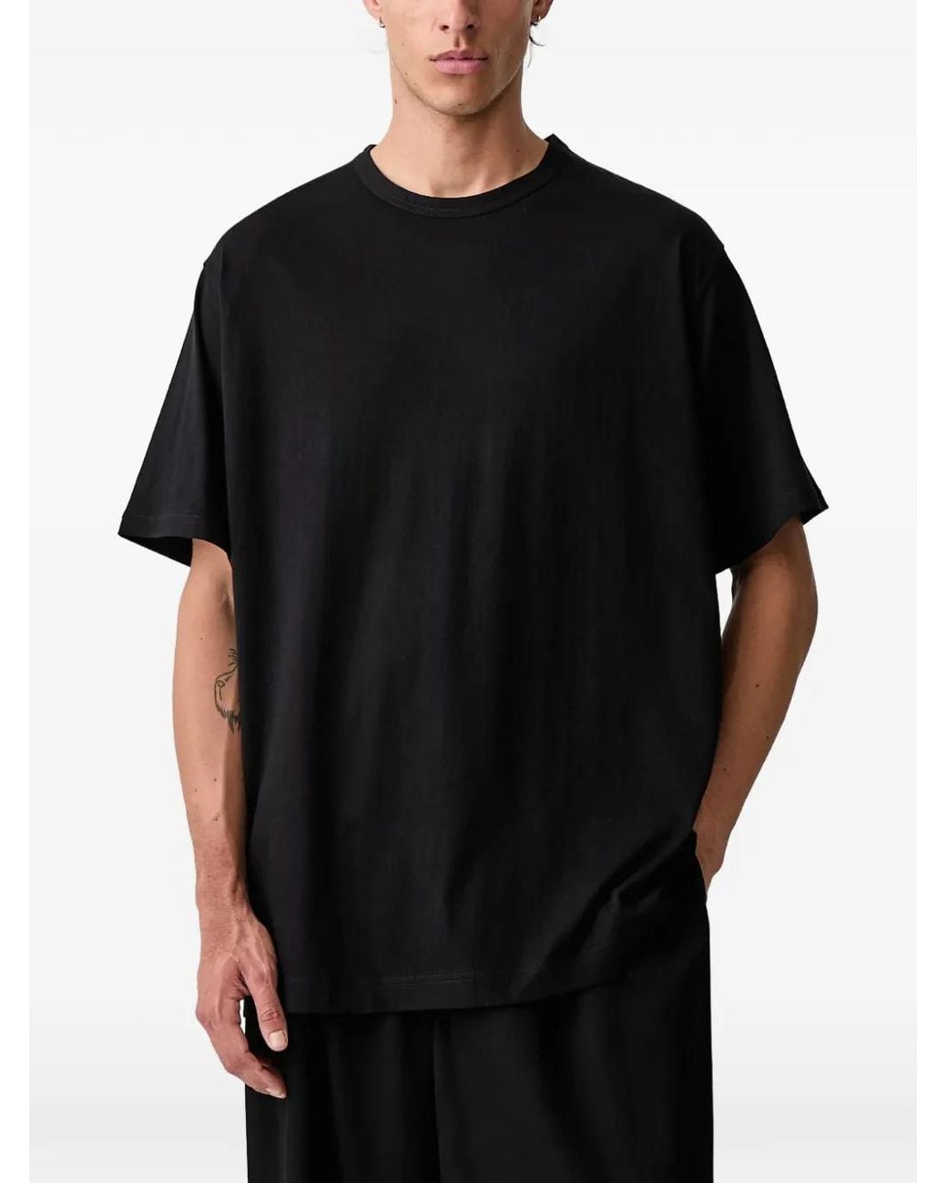 Yohji Yamamoto Black T-Shirt Logo Pt for men