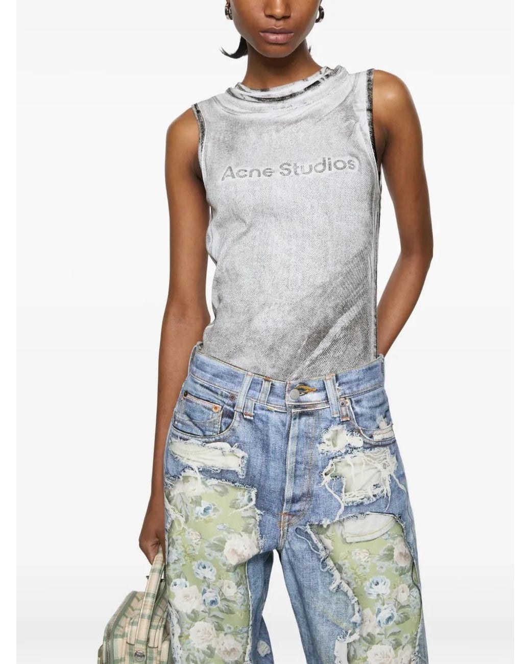 Top A Capas Con Logo Acne de color Gray