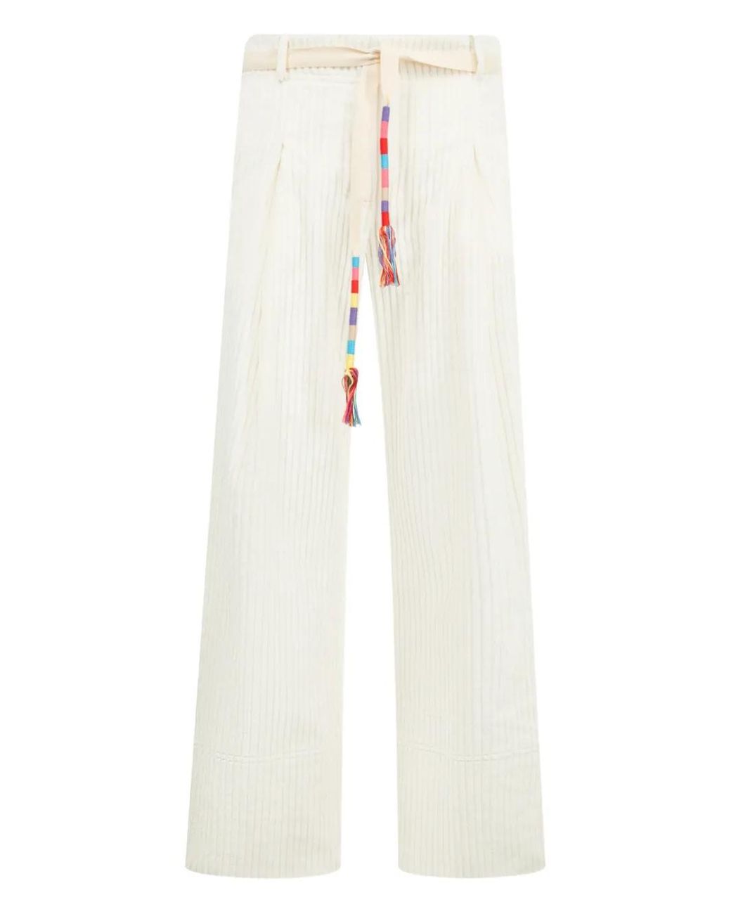 MIRA MIKATI White Cord-Belt Wide-Leg Trousers