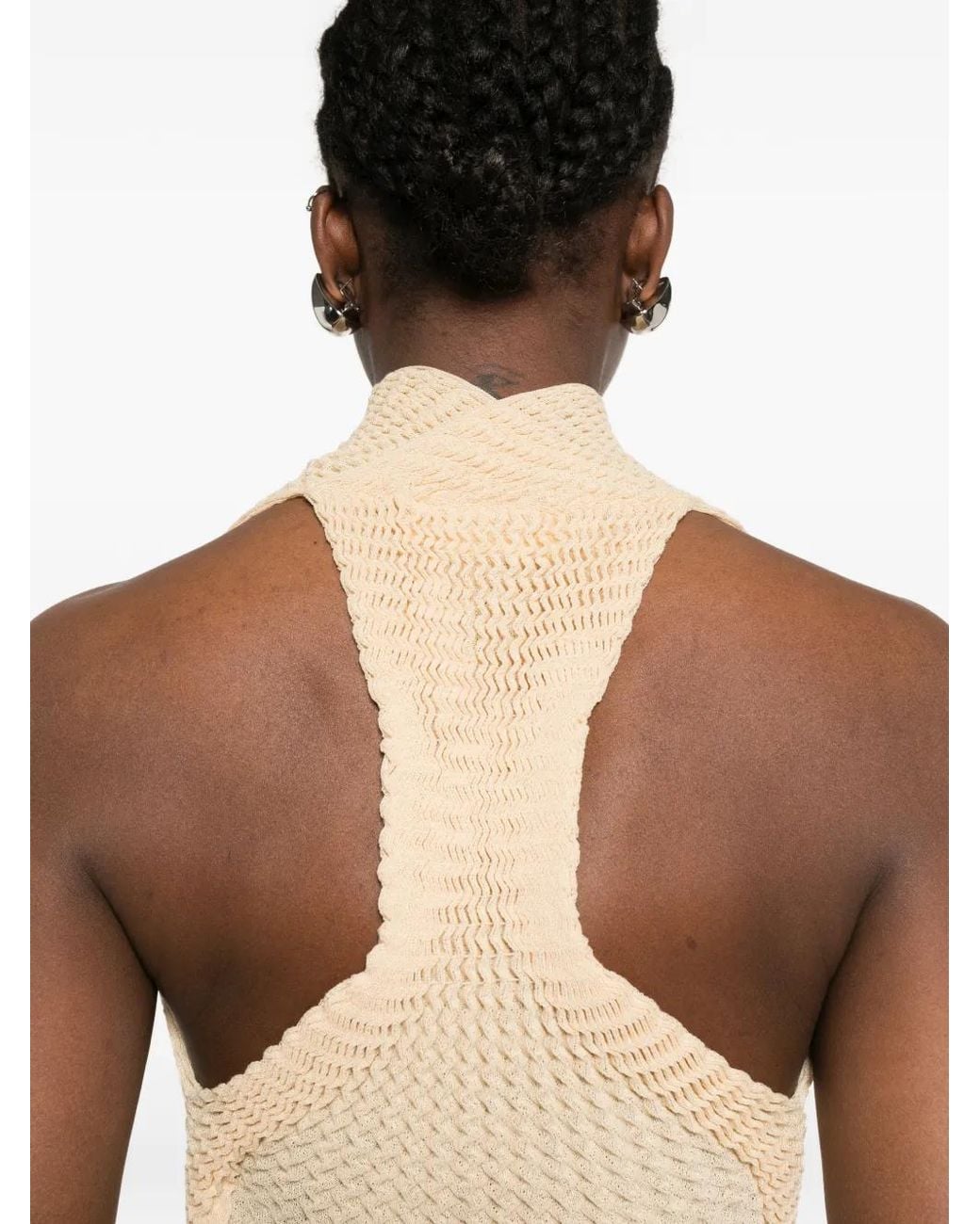 Victoria Beckham Natural Haut Drapé À Design Sans Manches Coloris Sandstone