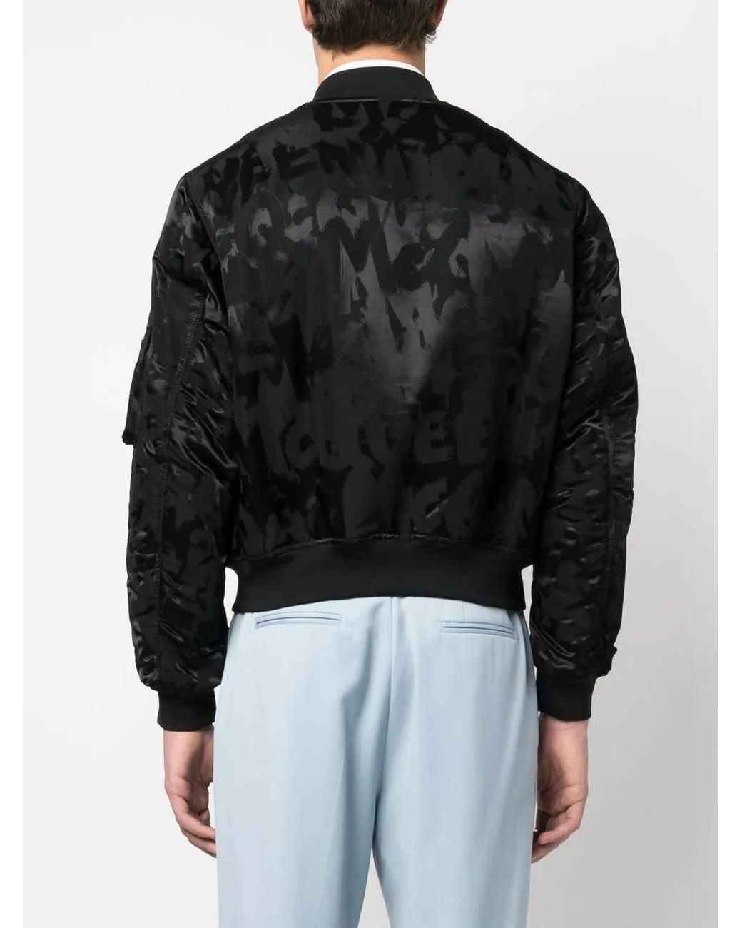 McQueen Black Alexander Mc Queen Logo-print Bomber Jacket for men