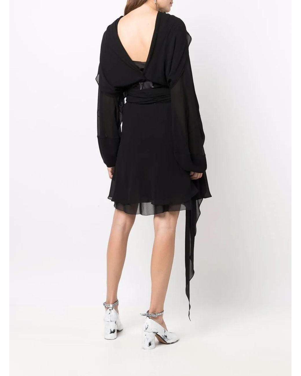 Maison Margiela Black Draped Silk Mini Dress