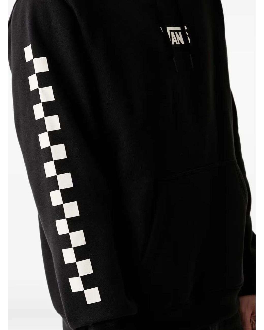 Vans Black Checkerboard-Print Logo-Print Hoodie for men