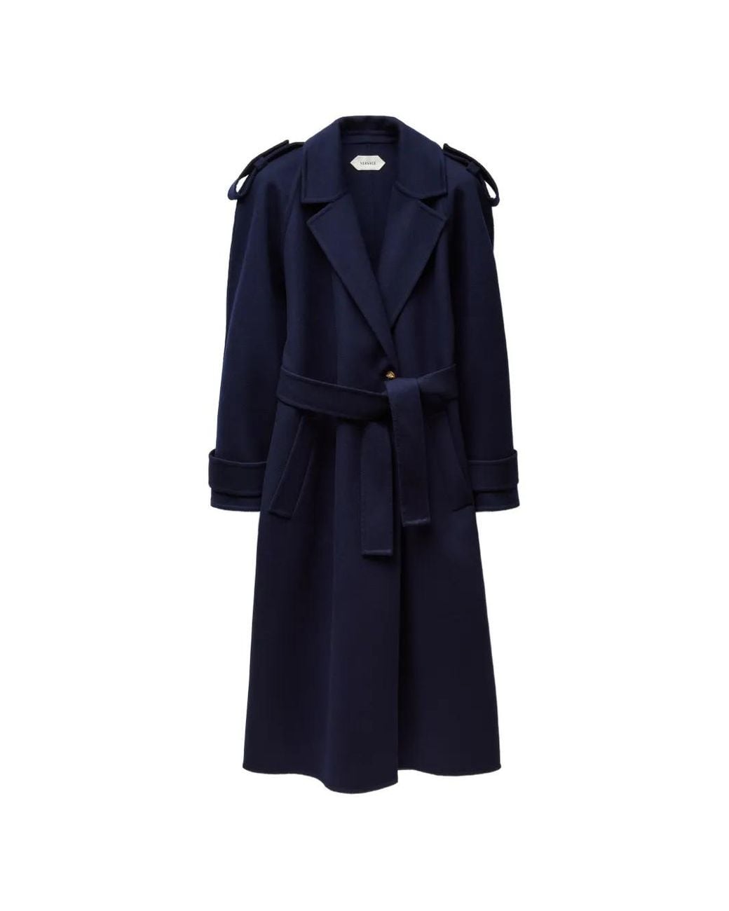 Versace Blue Double-Wool & Cashmere Coat
