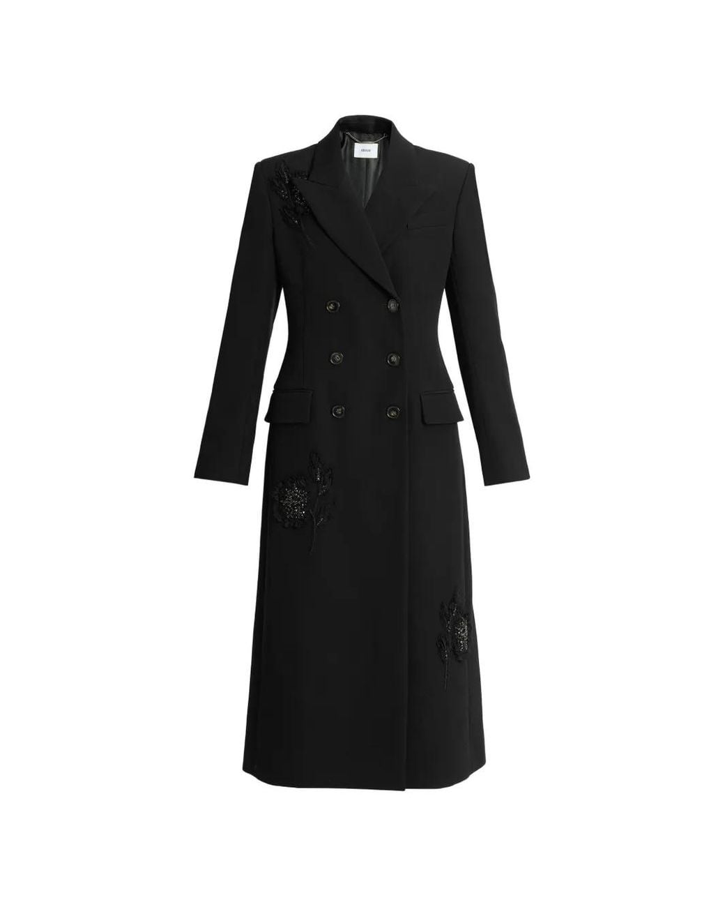 Erdem Black Embroidered Double-Breasted Coat