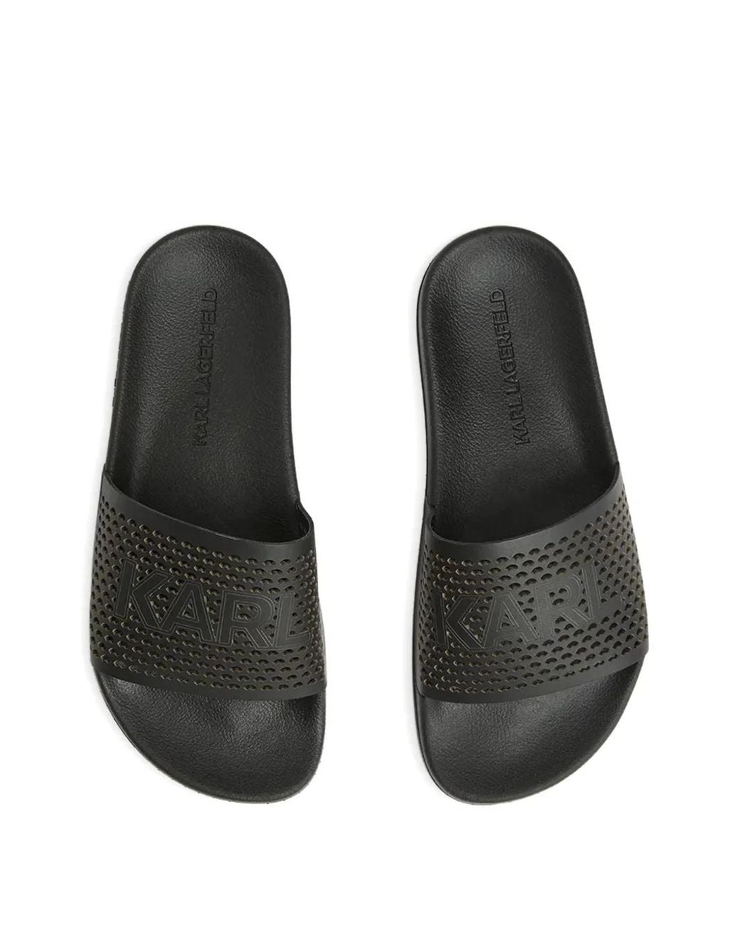 Karl Lagerfeld Black Leather Slides