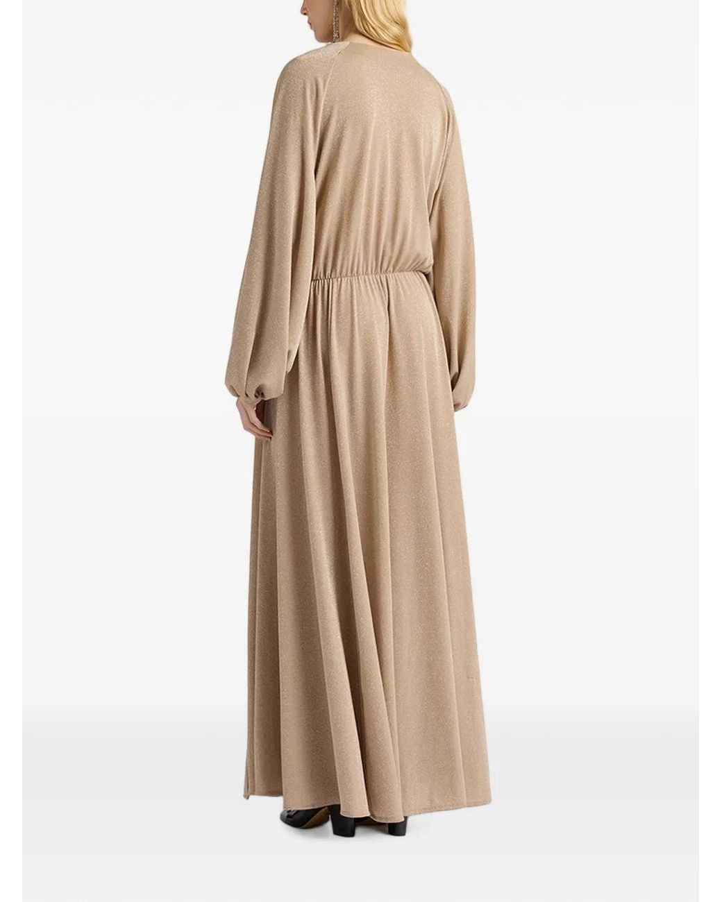 Momoní Natural Geisli Lurex-Jersey Long-Sleeved Maxi Dress