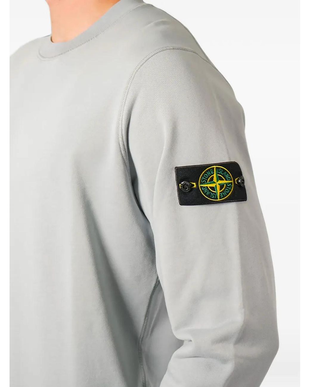Stone Island Gray 6100060 Organic-Cotton Fleece Sweatshirt for men