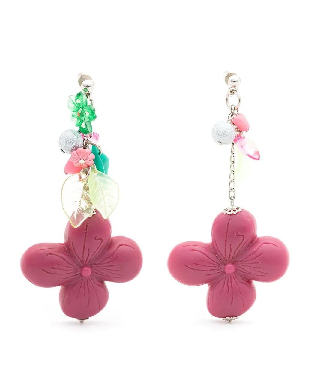 Amir Slama Pink Floral-Appliqué Drop Earrings