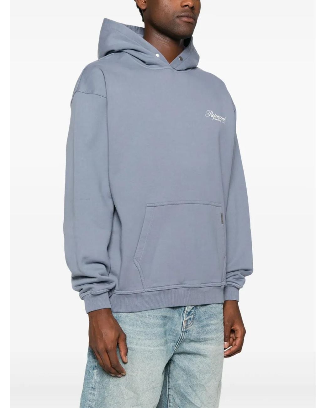 Represent Blue Cotton Hoodie for men