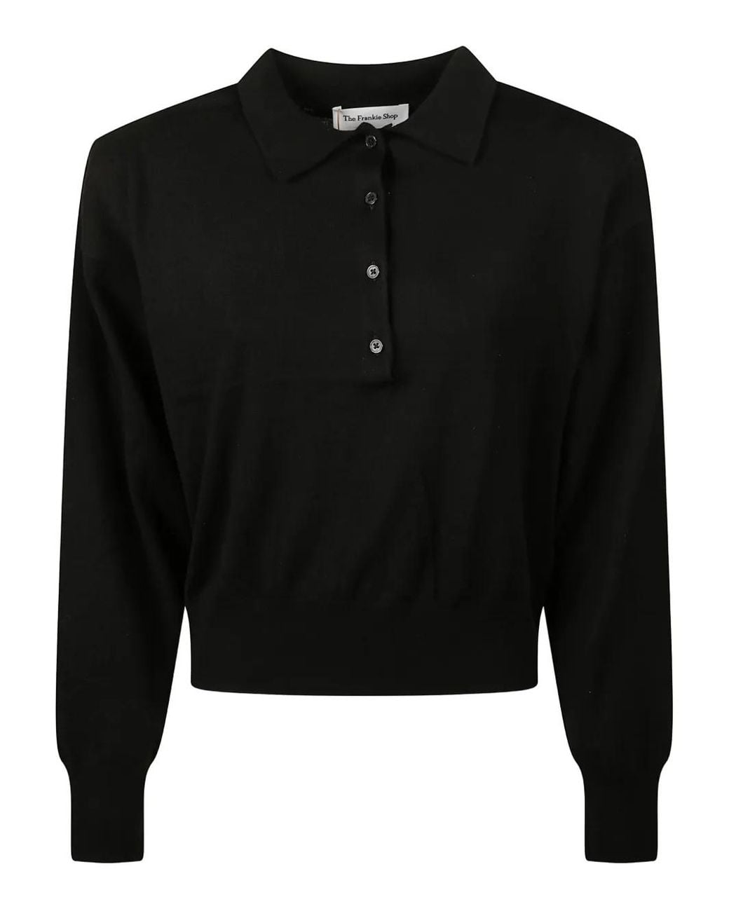 Frankie Shop Black Croydon Wool Blend Polo Shirt