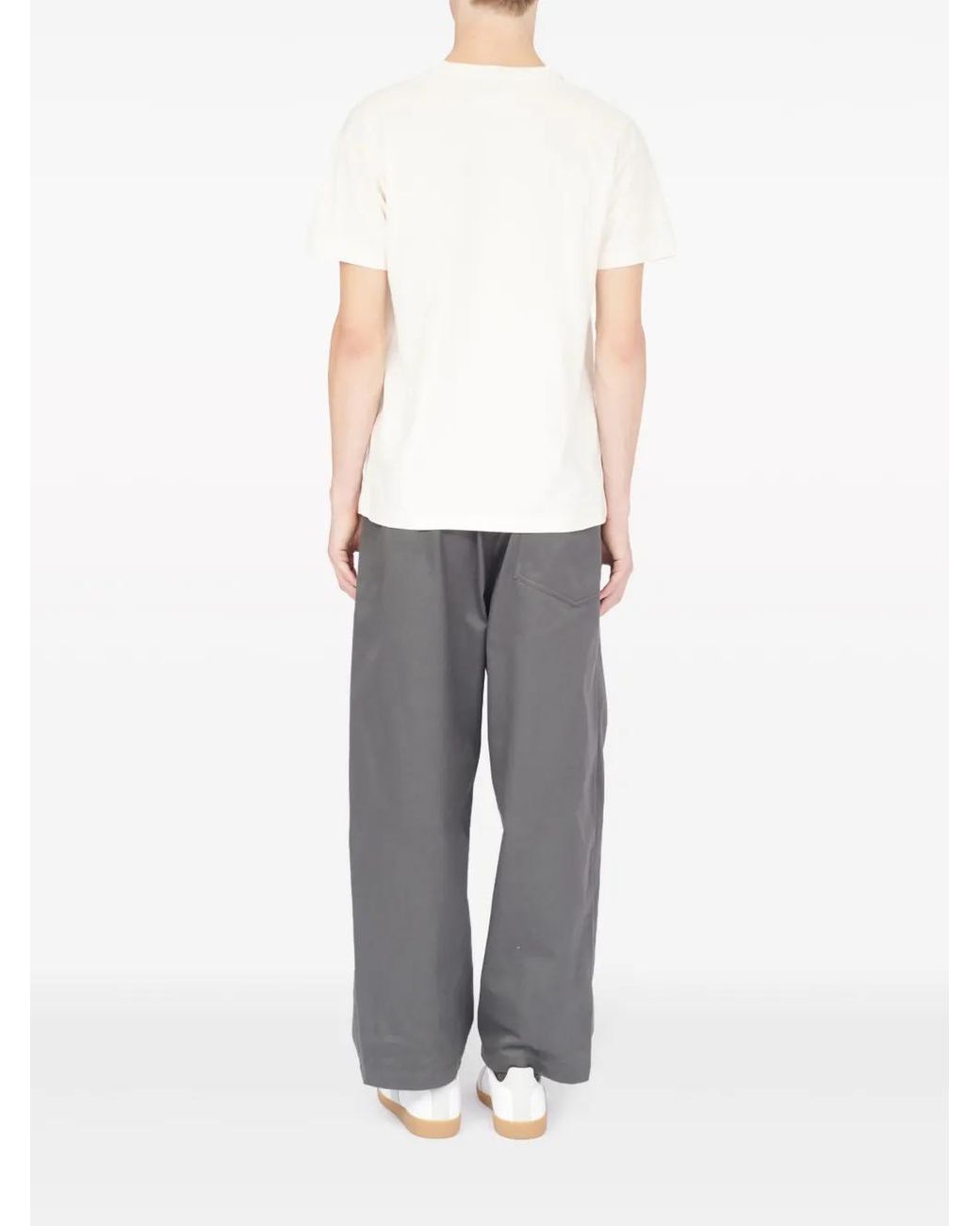 Maison Margiela White Reverse Cotton T-shirt With Backward Logo Embroidery