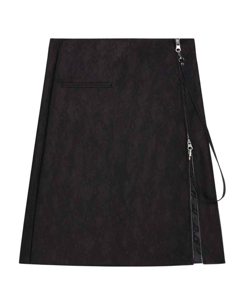 Courreges Black Zippered A-Line Skirt