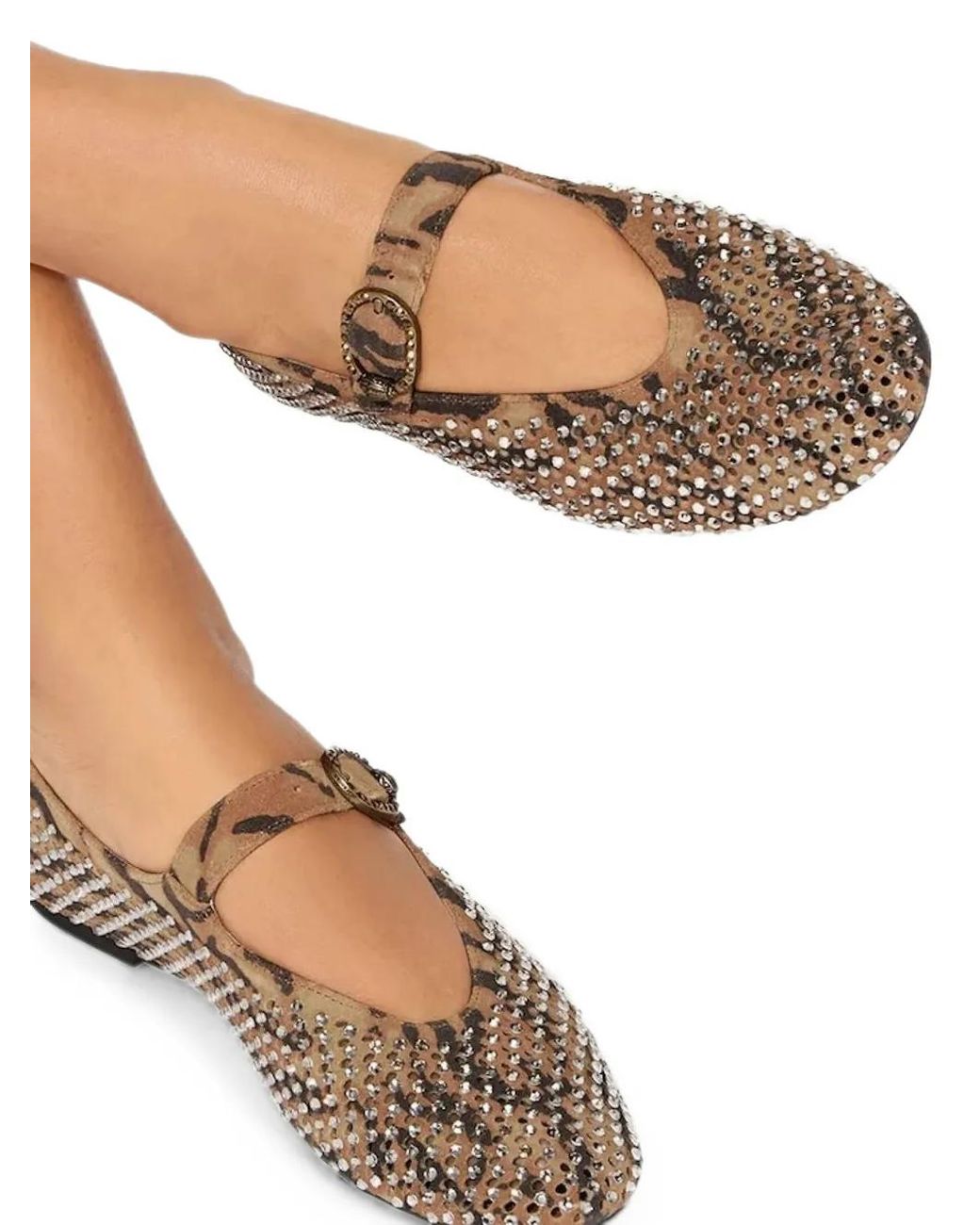 Kurt Geiger White Mayfair Crystal-Embellished Ballet Flats