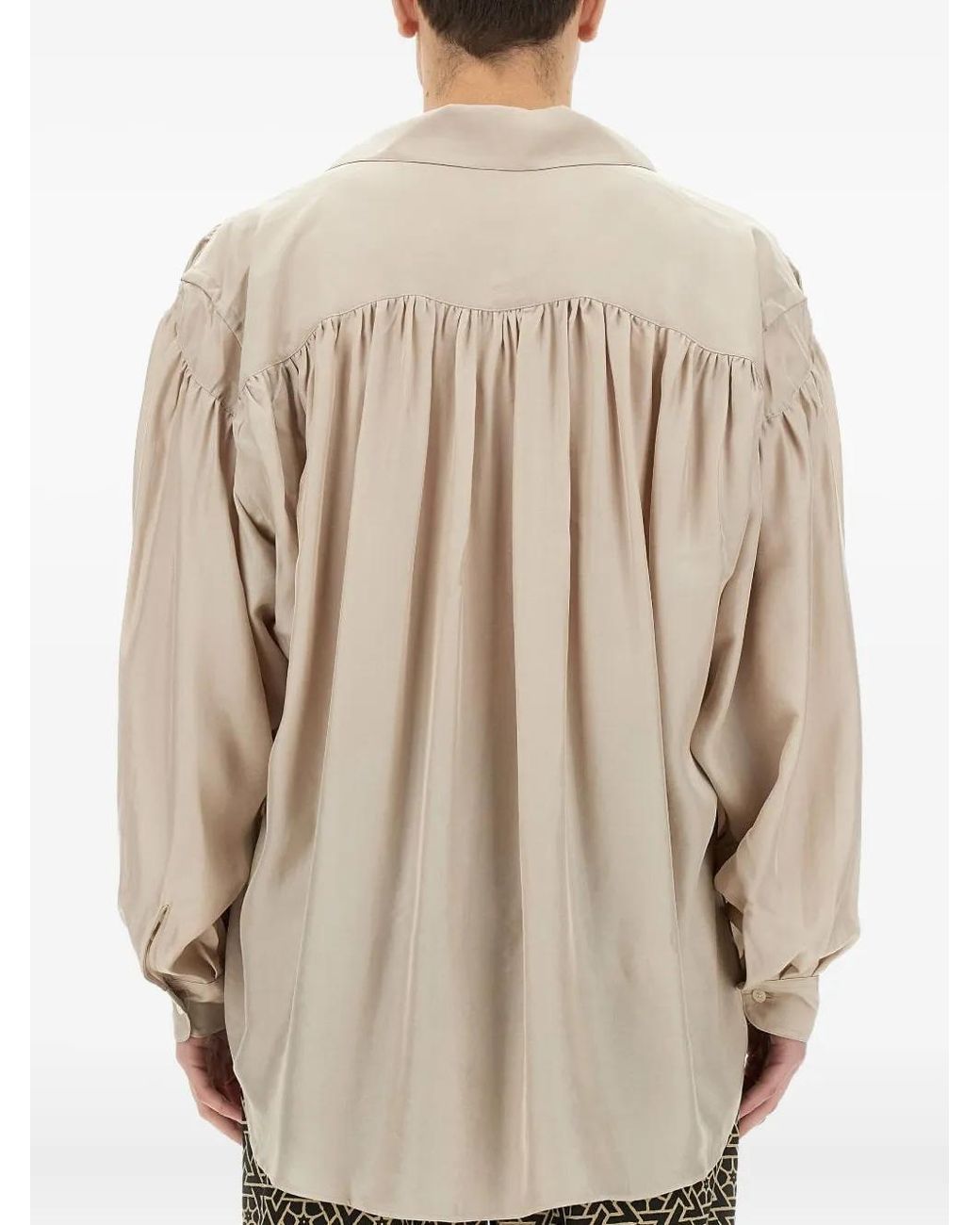 A.I.E. Natural Gathered Buttoned Shirt for men