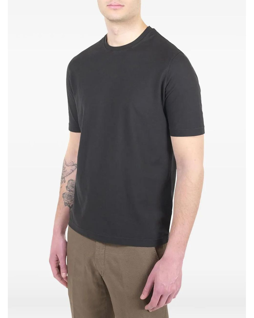 Al Duca D'aosta Black Short-Sleeved Cotton T-Shirt for men