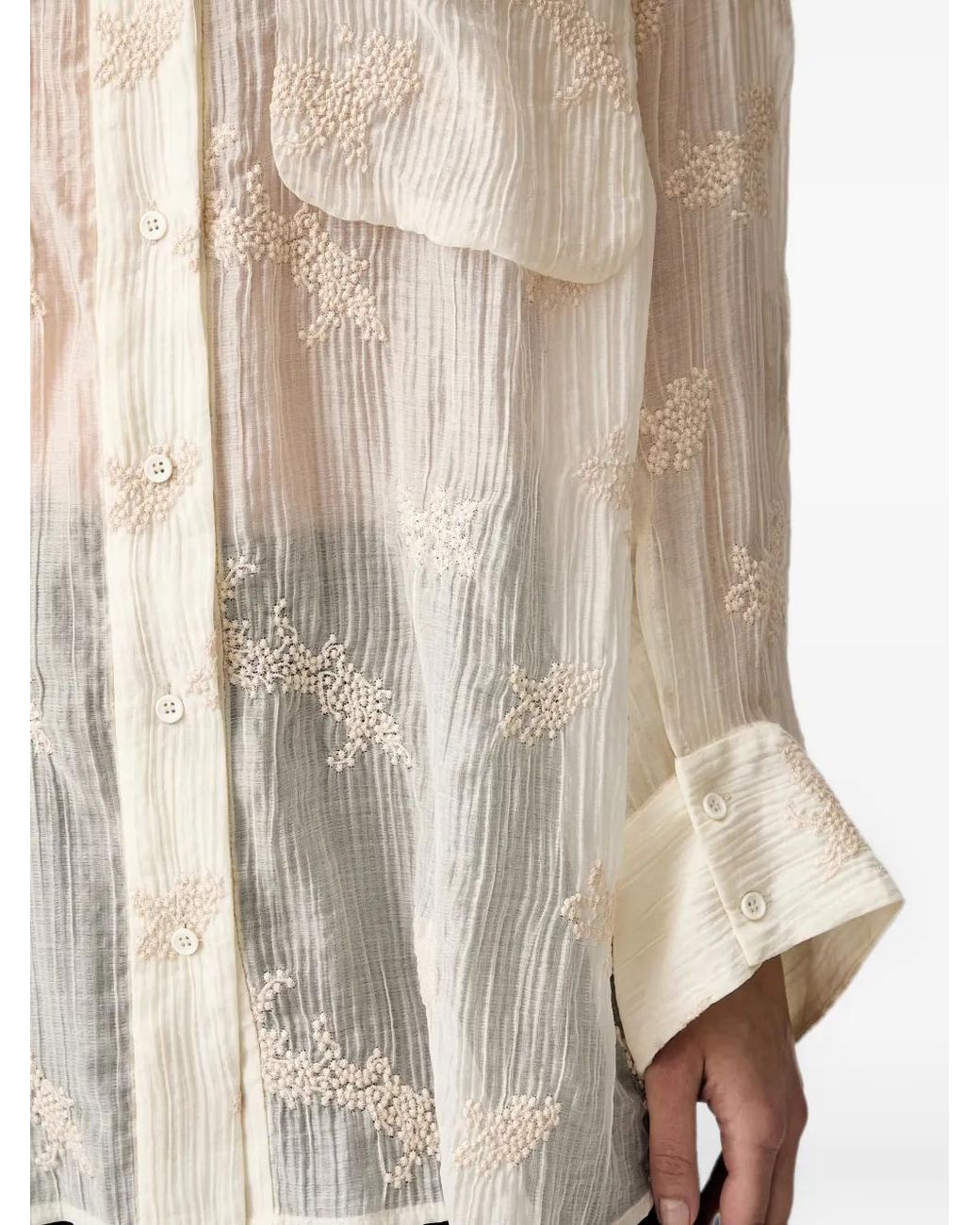 Munthe Natural Embroidered Sheer Shirt