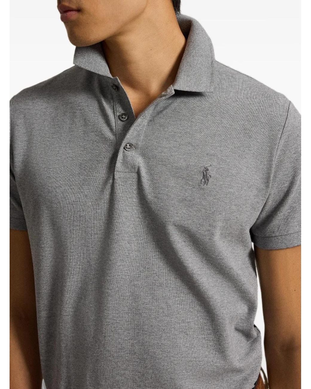 Polo Ralph Lauren Gray Custom Slim-Fit Stretch-Mesh Polo Shirt for men